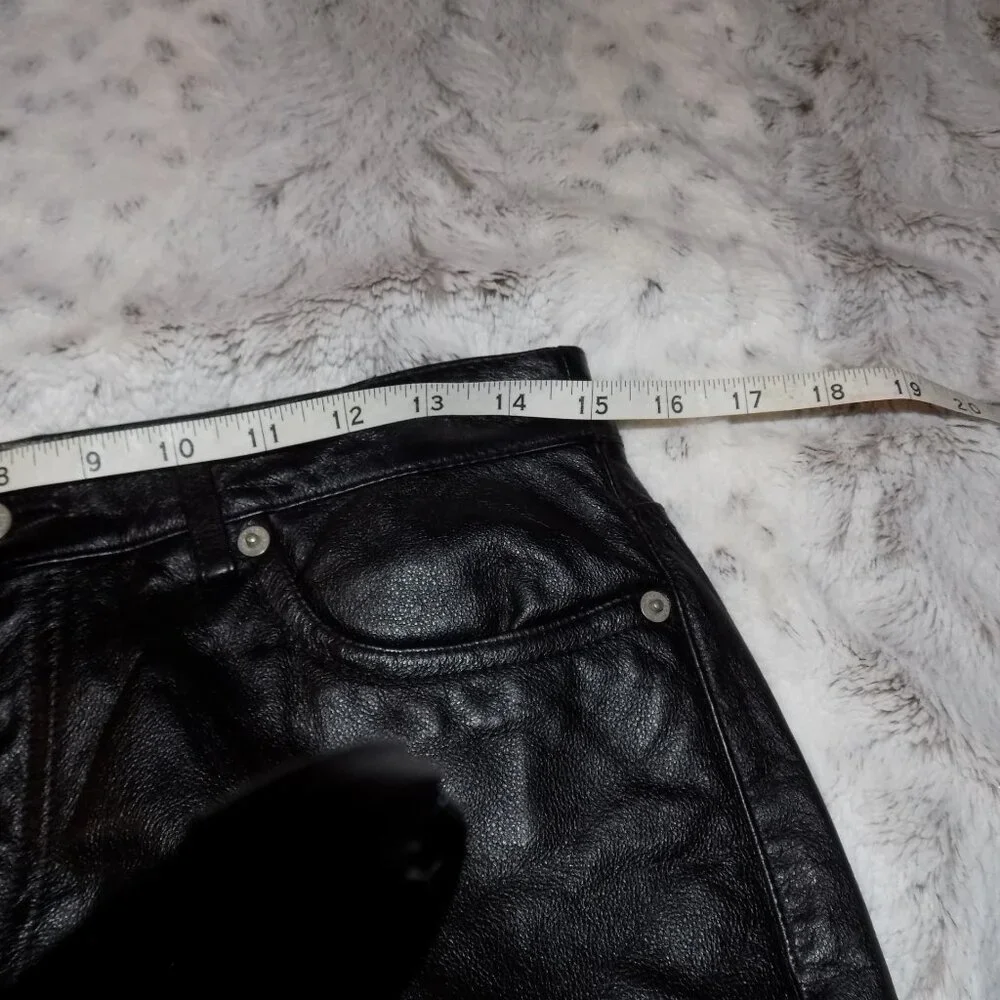 Tommy Hilfiger 100% Leather Straight Leg Pants - Black - Picture 12 of 14